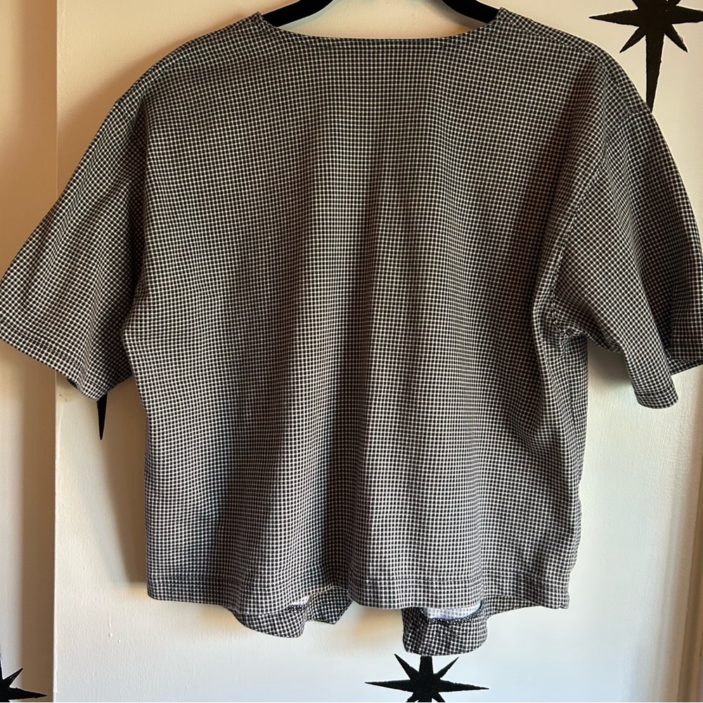 Chaus Vintage Black & White Gingham Button-Front Top - Picture 5 of 5